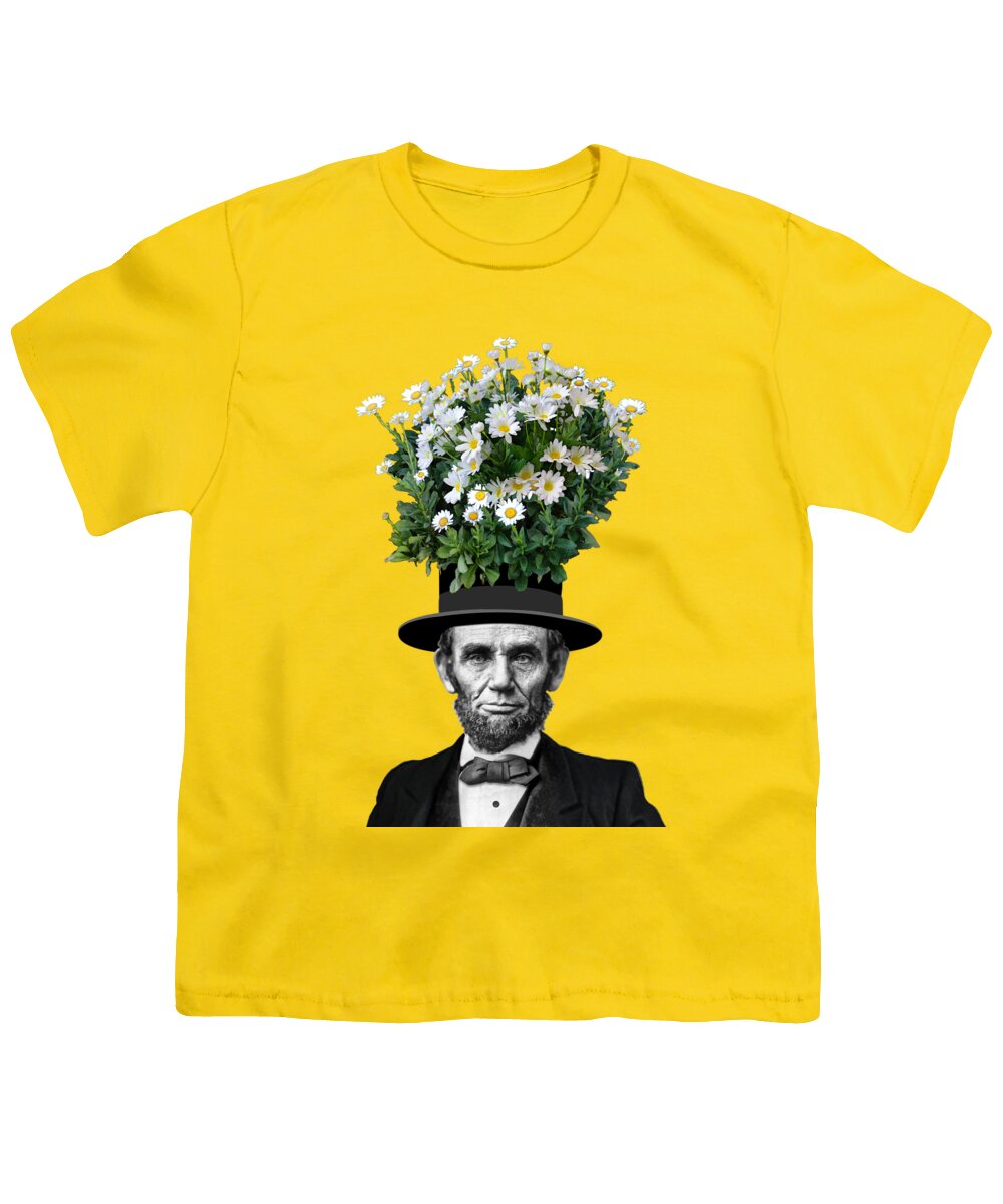 Abraham Lincoln Youth T-Shirt featuring the digital art Abraham Lincoln Presidential Daisies by Garaga Designs