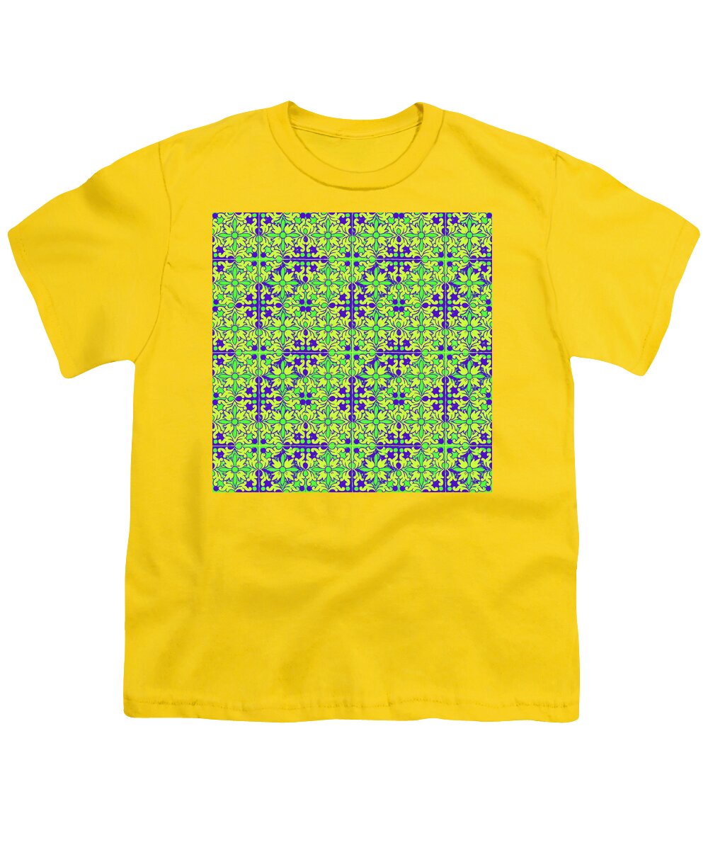 Seville Azulejo Youth T-Shirt featuring the mixed media Azulejos Magic Pattern - 08 by AM FineArtPrints