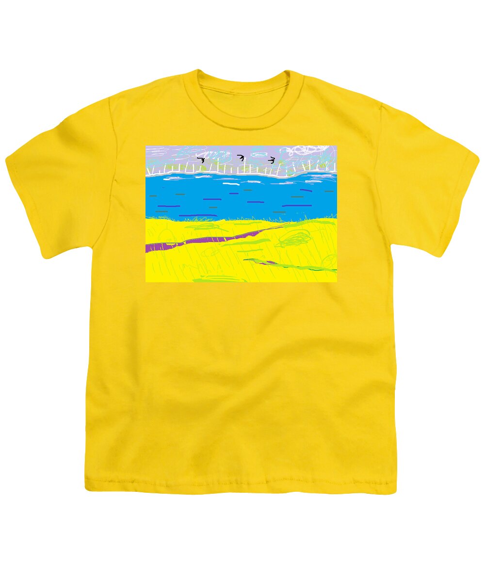 Cyprus Youth T-Shirt featuring the digital art Cyprus Seascape at Morning by Anita Dale Livaditis