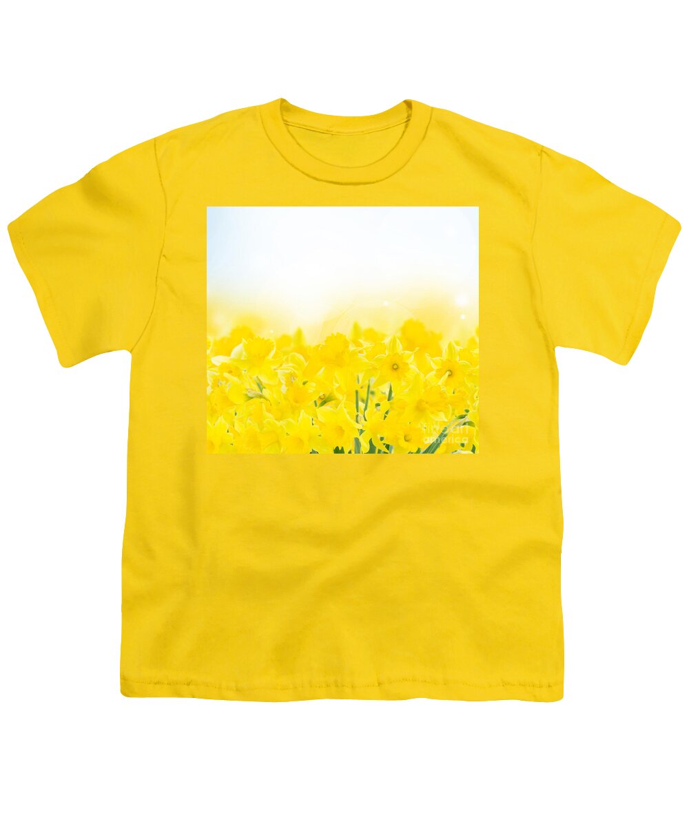 Daffodil Youth T-Shirt featuring the photograph Spring Narcissus Garden by Anastasy Yarmolovich