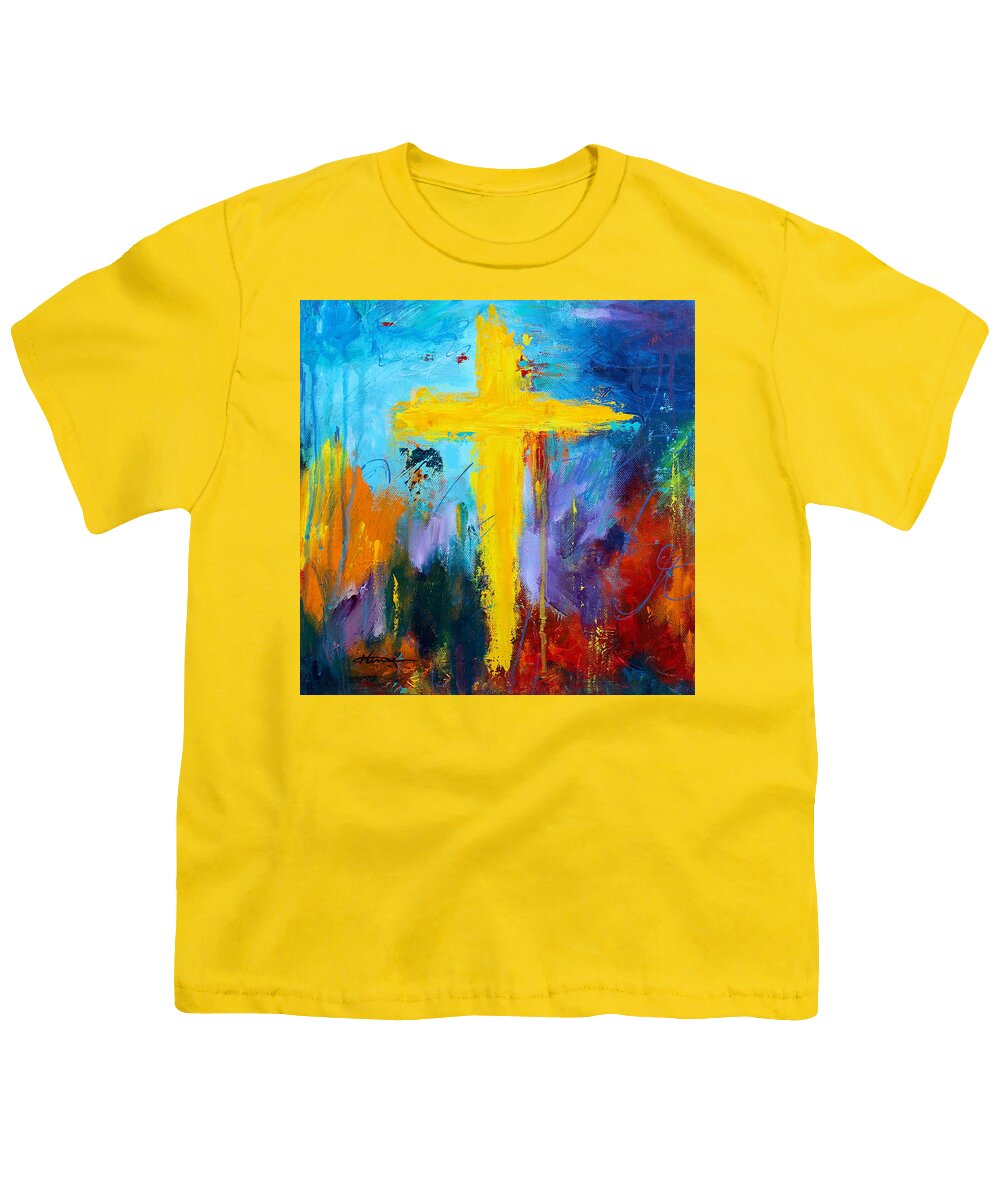 Texture Youth T-Shirt featuring the painting Cross No.8 by Kume Bryant