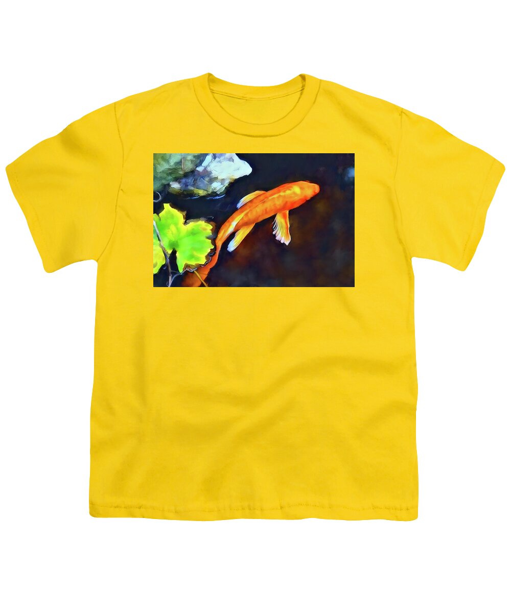 Koi Youth T-Shirt featuring the painting Orange Ogon by Joel Smith