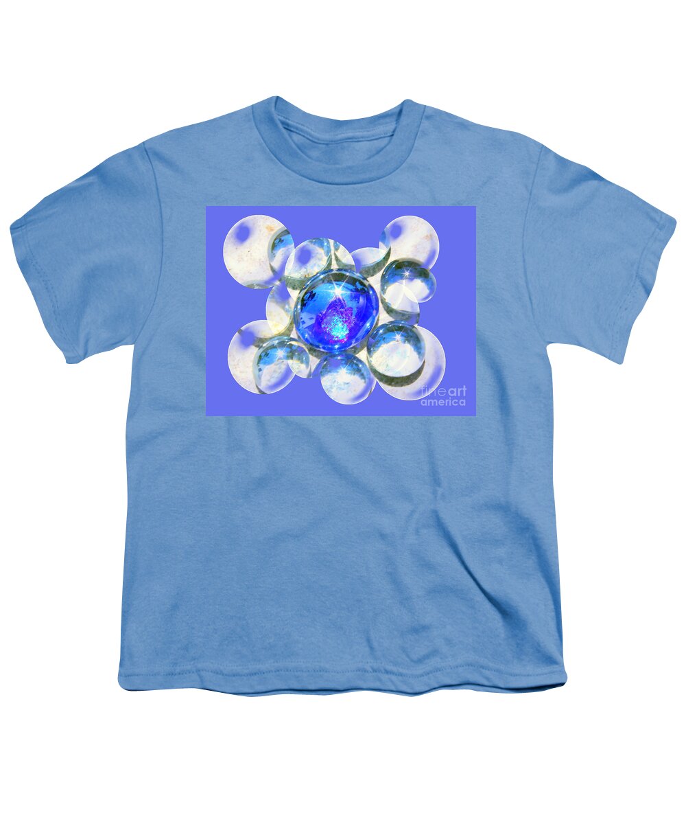 Abstract Youth T-Shirt featuring the photograph Blue Glass Bubble Abstract by Judy Palkimas