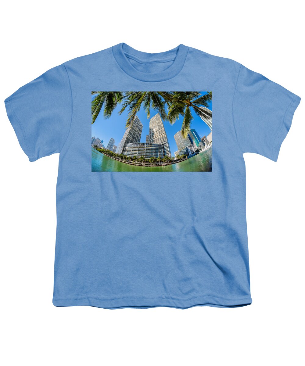 Architecture Youth T-Shirt featuring the photograph Downtown Miami Brickell Fisheye #4 by Raul Rodriguez