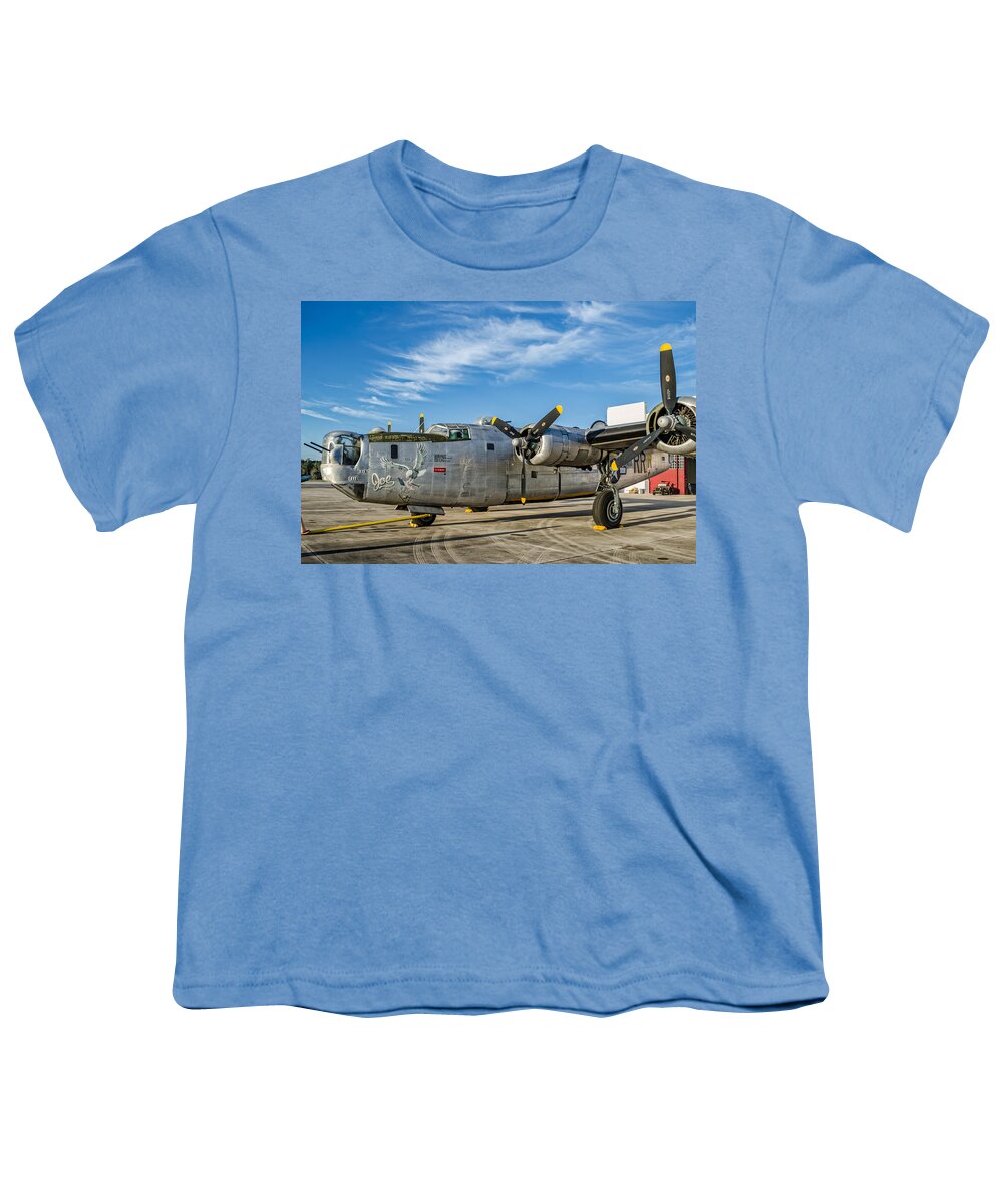 B-24 Youth T-Shirt featuring the photograph B-24 by David Hart