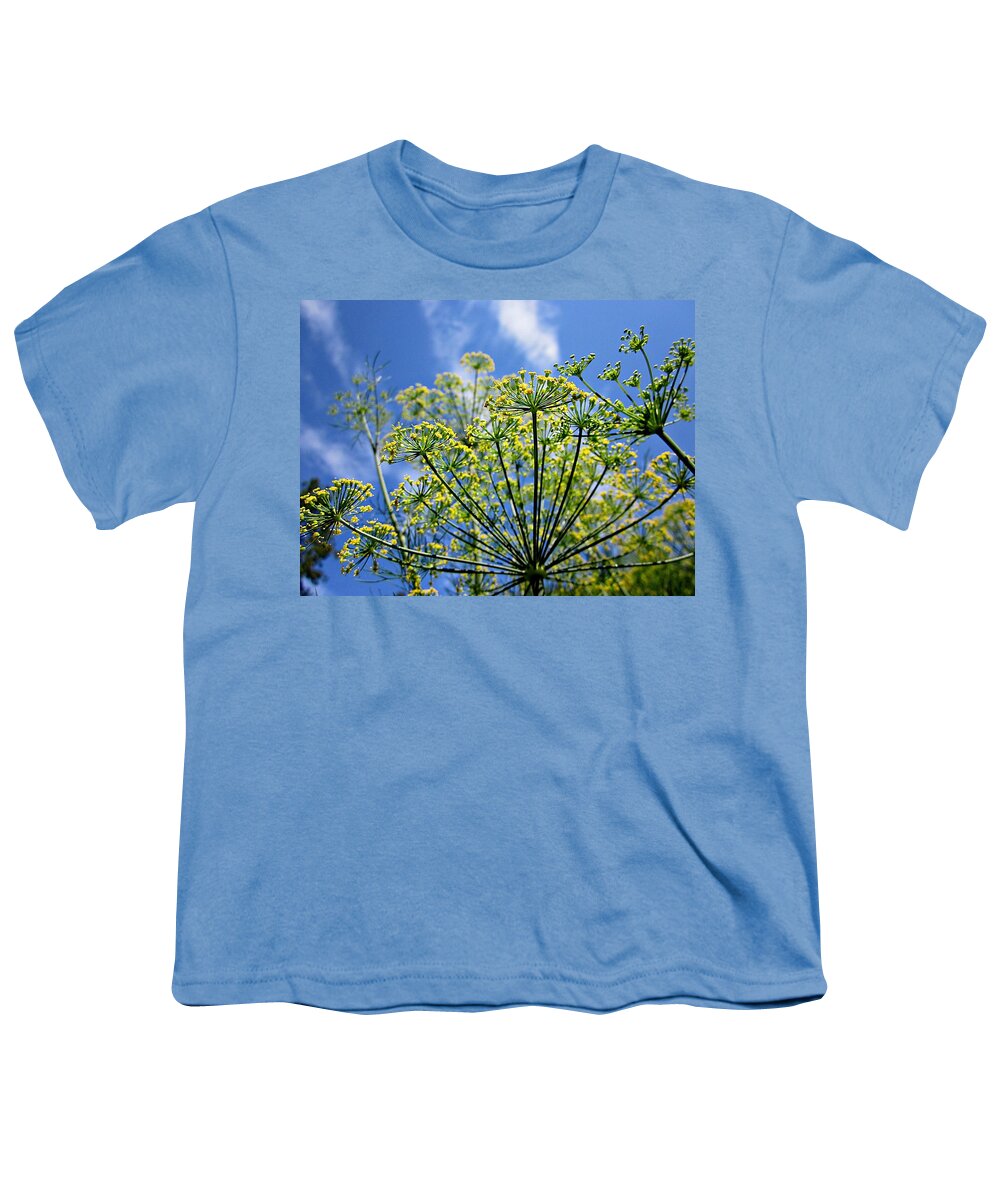 Dill Youth T-Shirt featuring the photograph Blue Sky Dill Flowers by MTBobbins Photography