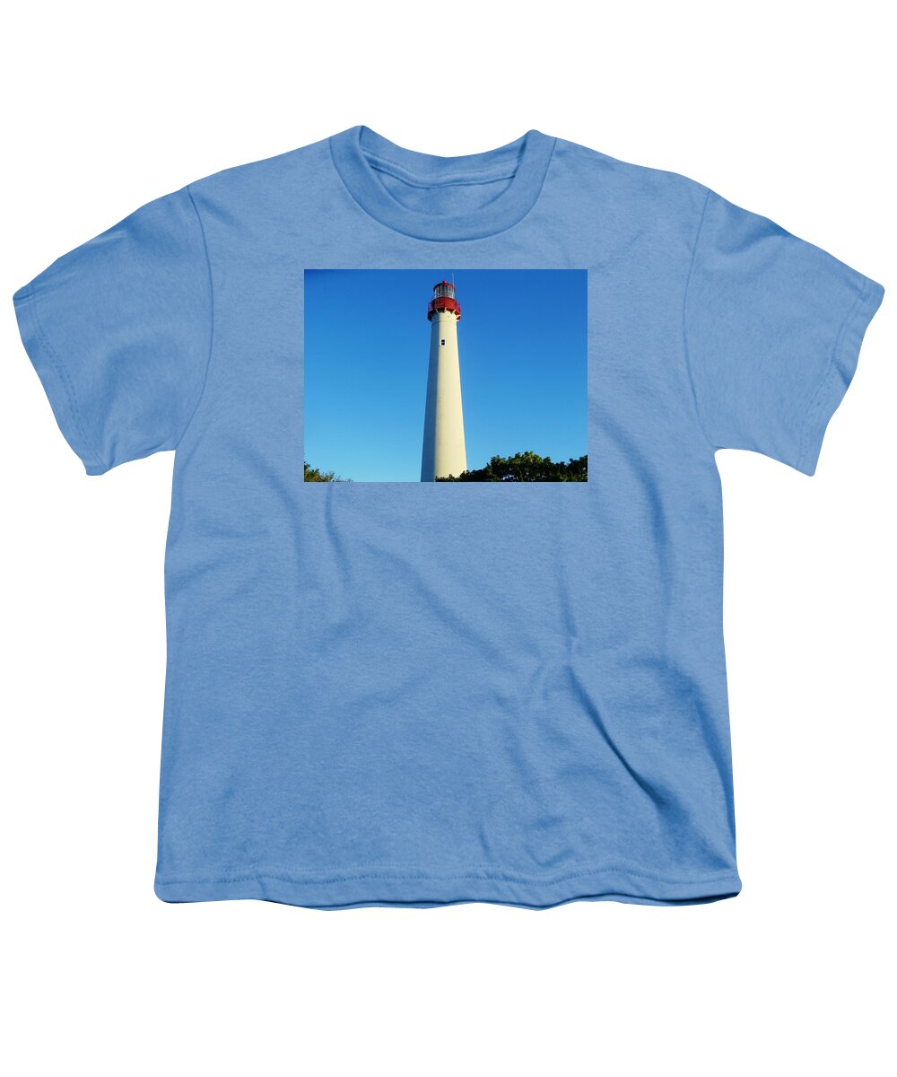 Cape May Youth T-Shirt featuring the photograph Cape May Lighthouse by Ed Sweeney