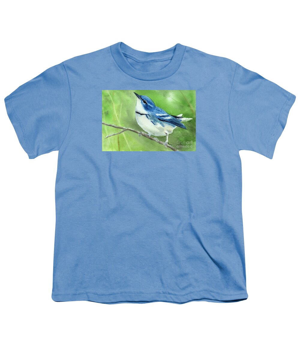 Bird Youth T-Shirt featuring the painting Cerulean Warbler by Lynn Quinn