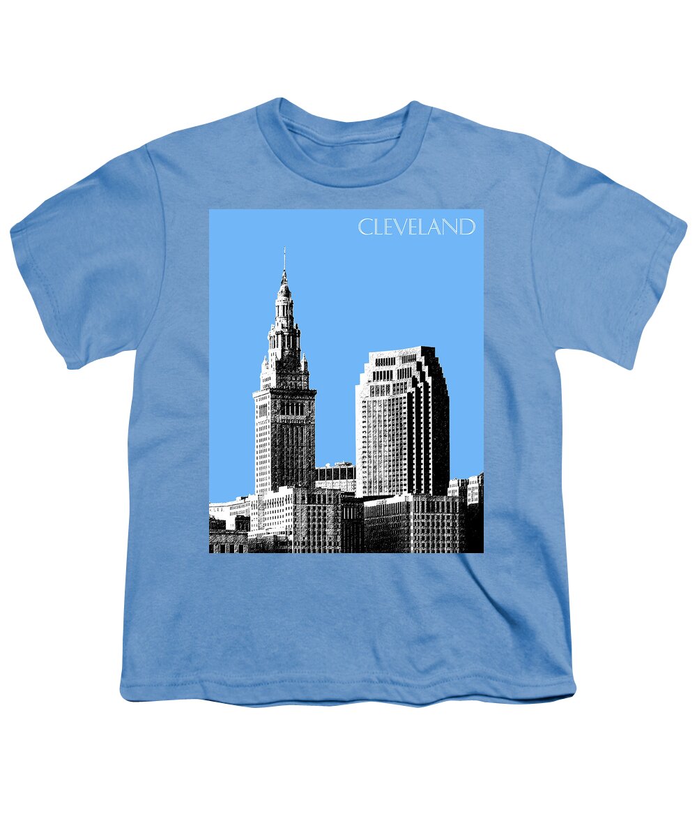 Architecture Youth T-Shirt featuring the digital art Cleveland Skyline 1 - Light Blue by DB Artist