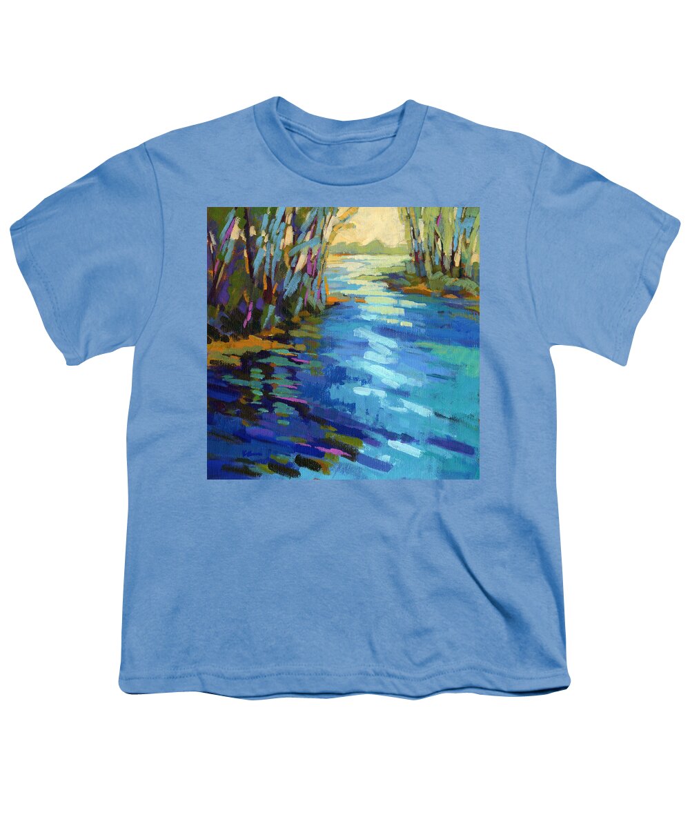 Salmon Youth T-Shirt featuring the painting Colors of Summer 9 by Konnie Kim
