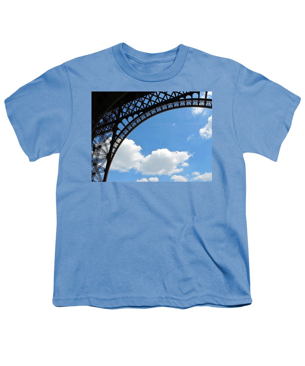 Paris Youth T-Shirt featuring the photograph Eiffel Clouds by Kathy Corday