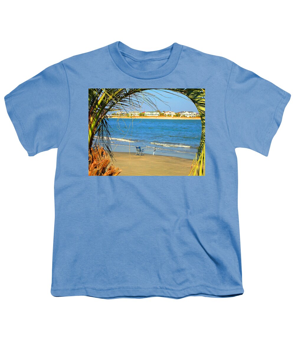 Fishing Youth T-Shirt featuring the photograph Fishing Paradise at the Beach by Jan Marvin Studios by Jan Marvin
