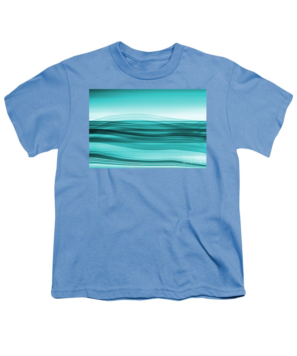 Abstract Youth T-Shirt featuring the digital art Flow - Cyan by Hannes Cmarits
