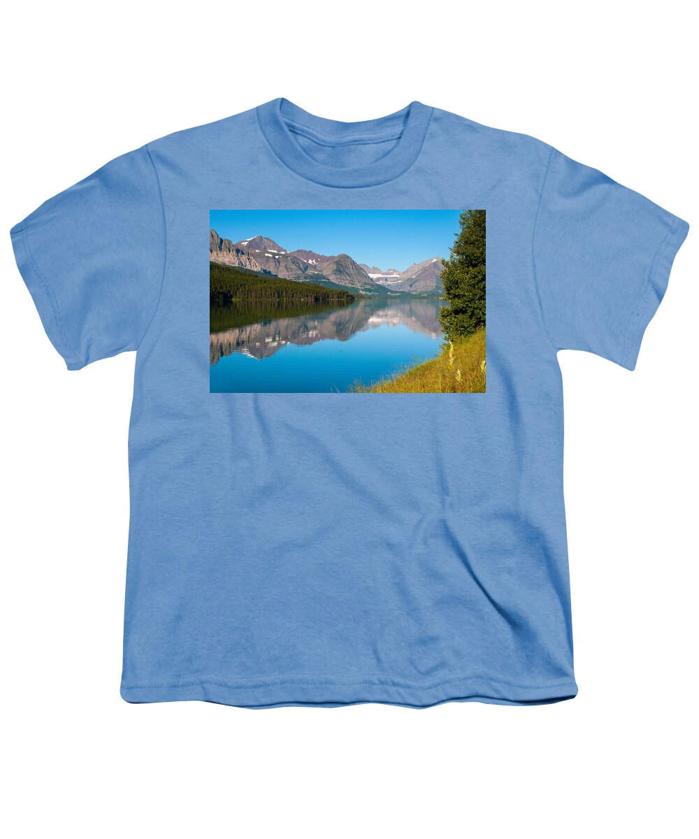 Glacier Youth T-Shirt featuring the photograph Lake Sherburne by Steve Stuller