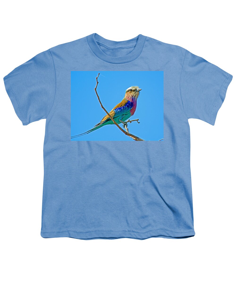 Lilac-breasted Roller In Kruger National Park Youth T-Shirt featuring the photograph Lilac-breasted Roller in Kruger National Park-South Africa by Ruth Hager
