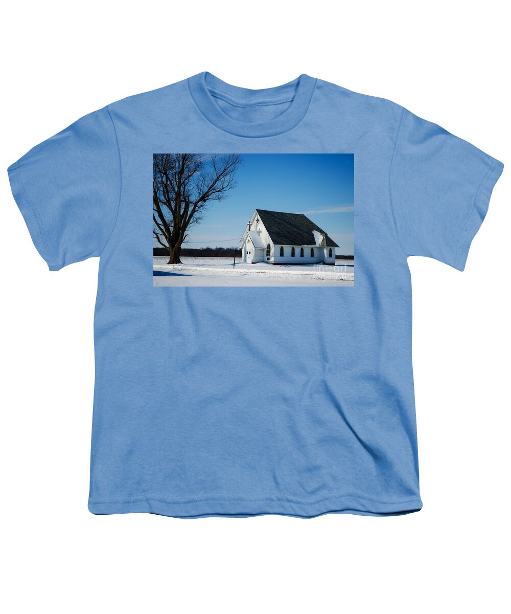 Little Church On The Prairie Youth T-Shirt featuring the photograph Little Church On The Prairie by Luther Fine Art