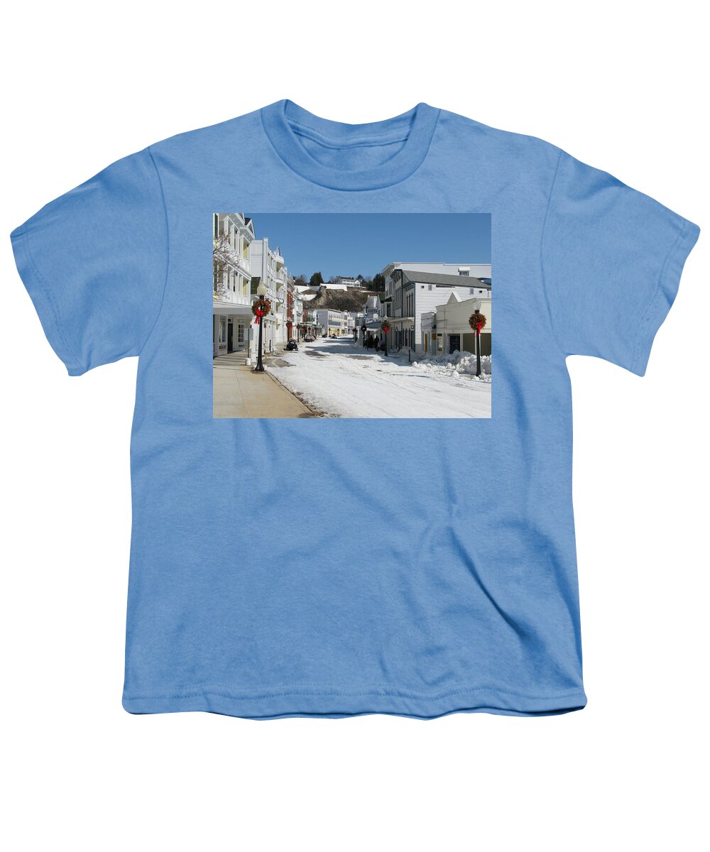 Mackinac Island Youth T-Shirt featuring the photograph Mackinac Island in Winter by Keith Stokes