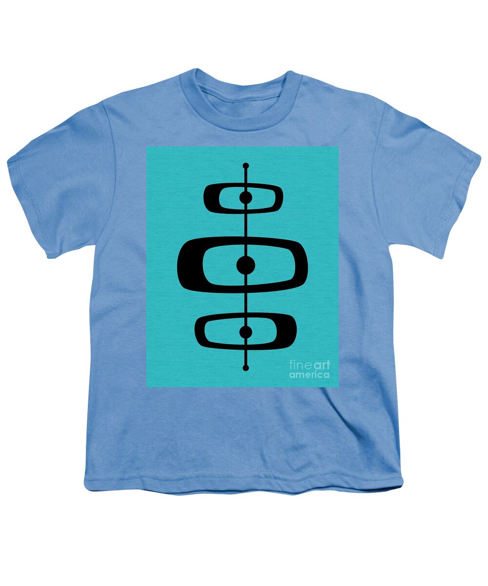 Blue Youth T-Shirt featuring the digital art Mid Century Shapes 2 on Turquoise by Donna Mibus