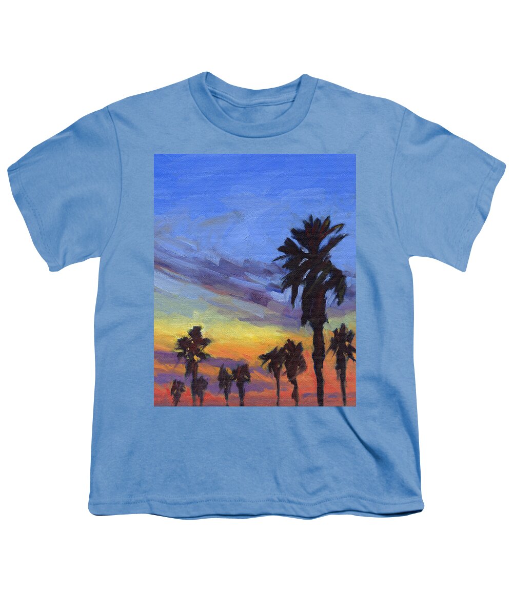Sunset Youth T-Shirt featuring the painting Pacific Sunset 2 by Konnie Kim