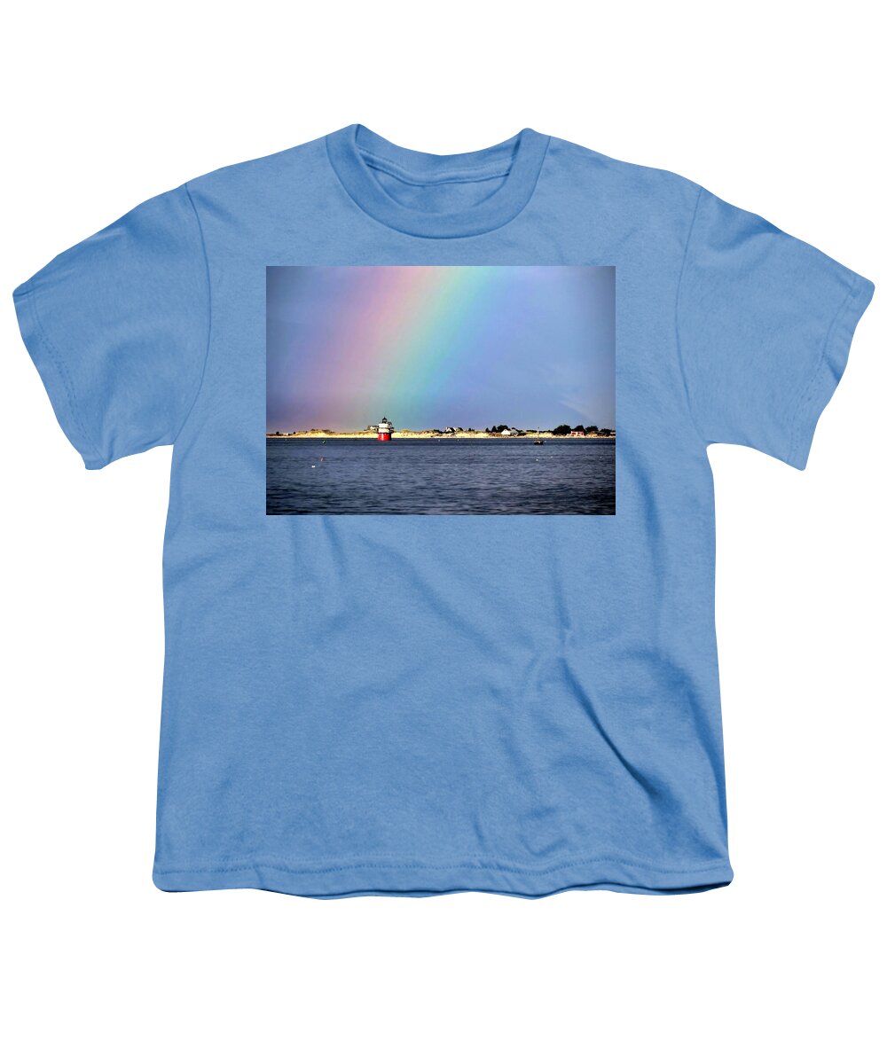 Rainbow Over Bug Light Youth T-Shirt featuring the photograph Rainbow over Bug Light by Janice Drew