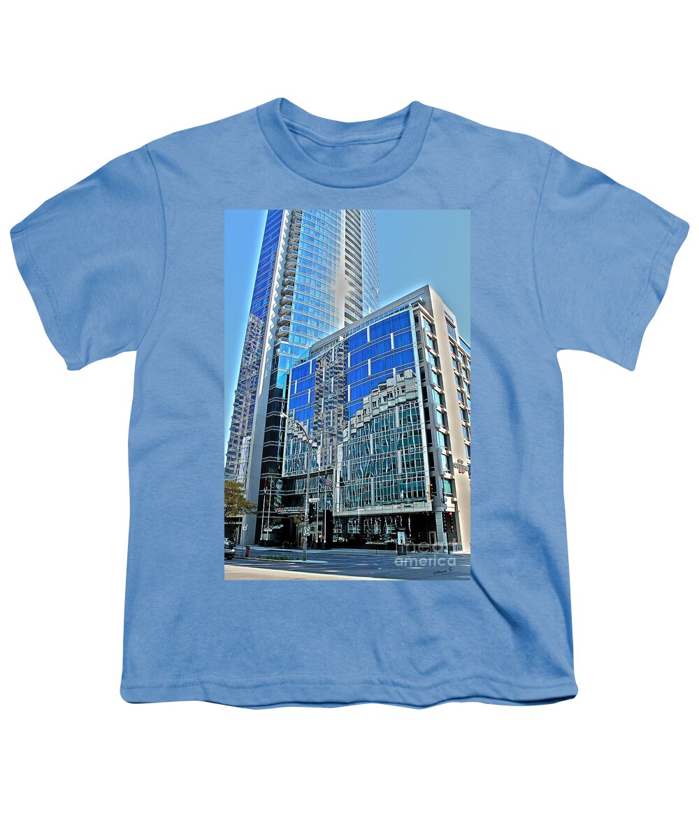 Hotel Youth T-Shirt featuring the photograph Reflections in Hotel Marriott in downtown Montreal by Nina Silver