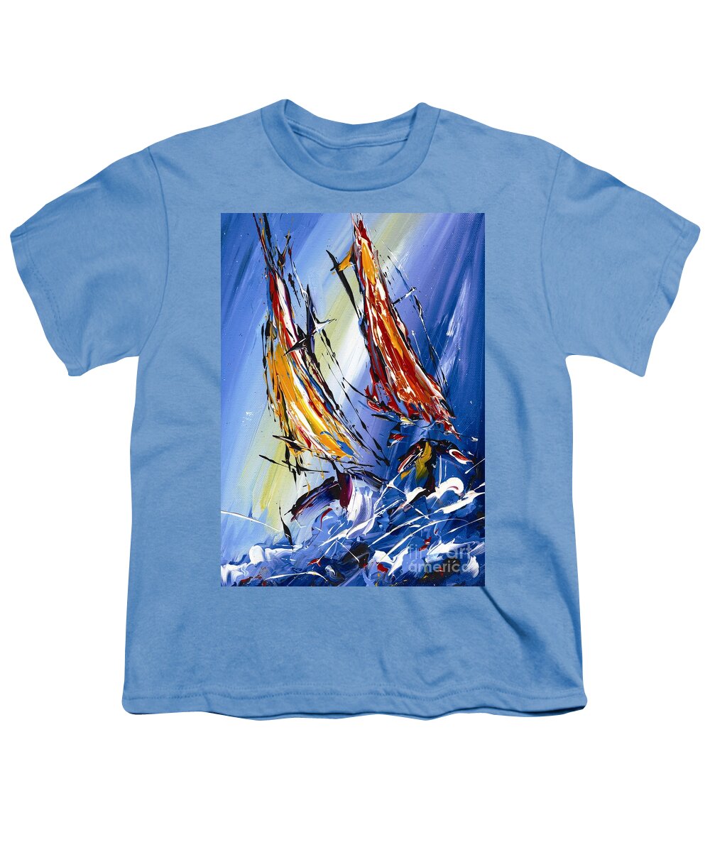 Sailing Youth T-Shirt featuring the painting Ocean sailing paintings by Mary Cahalan Lee - aka PIXI