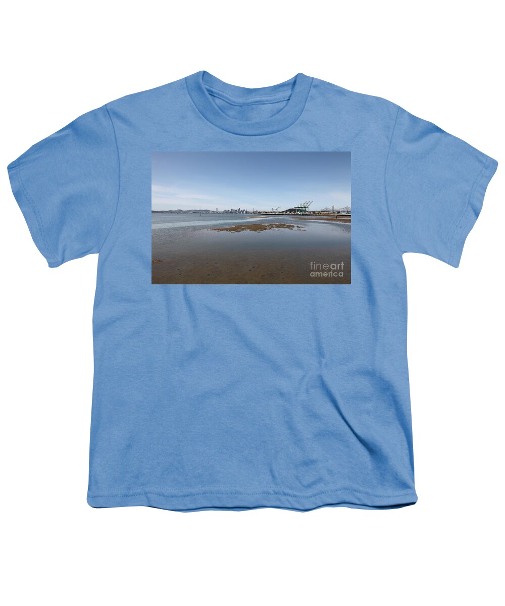 San Francisco Youth T-Shirt featuring the photograph San Francisco Skyline and The Bay Bridge Through The Port of Oakland 5D22242 by Wingsdomain Art and Photography