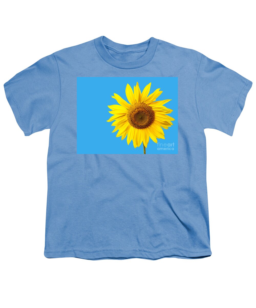 Bloom Youth T-Shirt featuring the photograph Sunflower Blue Sky by Edward Fielding