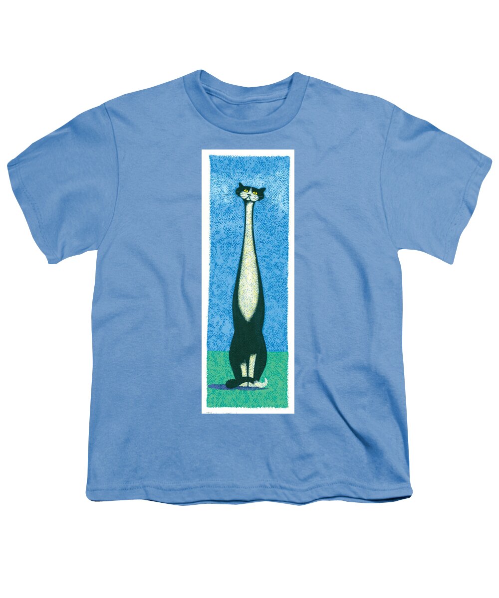 Animal Youth T-Shirt featuring the photograph Tall Cat 1 - B & W by MGL Meiklejohn Graphics Licensing