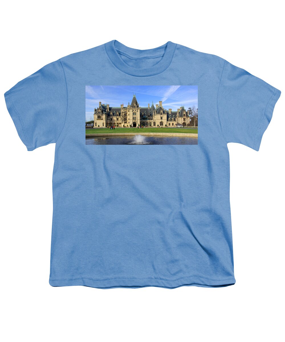 The Biltmore House Youth T-Shirt featuring the photograph The Biltmore Estate - Asheville North Carolina by Mike McGlothlen