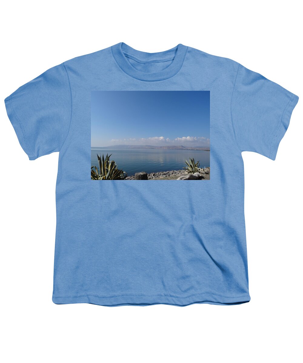Galilee Painting Youth T-Shirt featuring the photograph The Sea of Galilee at Capernaum by Karen Jane Jones