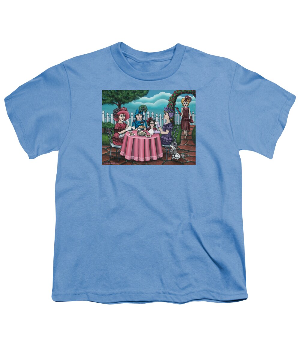 Tea Youth T-Shirt featuring the painting The Tea Party by Victoria De Almeida