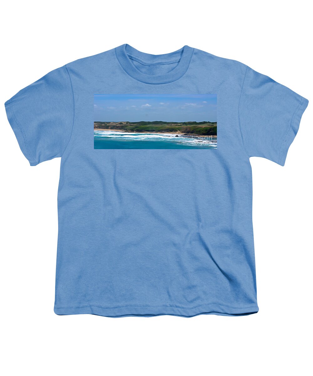 Blair Stuart Youth T-Shirt featuring the digital art Woolami Surf Beach by Blair Stuart