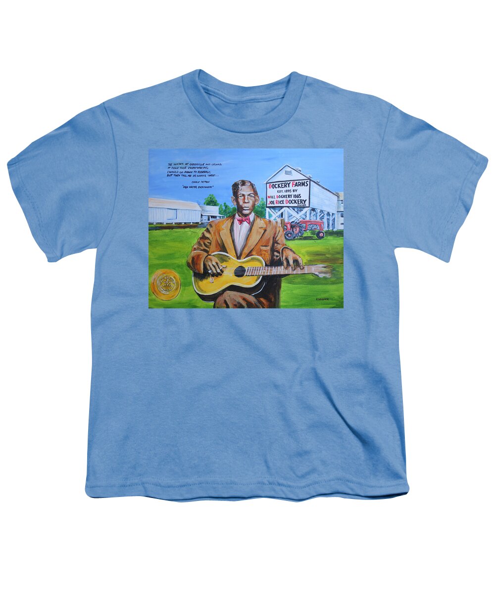 Charlie Patton Youth T-Shirt featuring the painting Charlie Patton by Karl Wagner