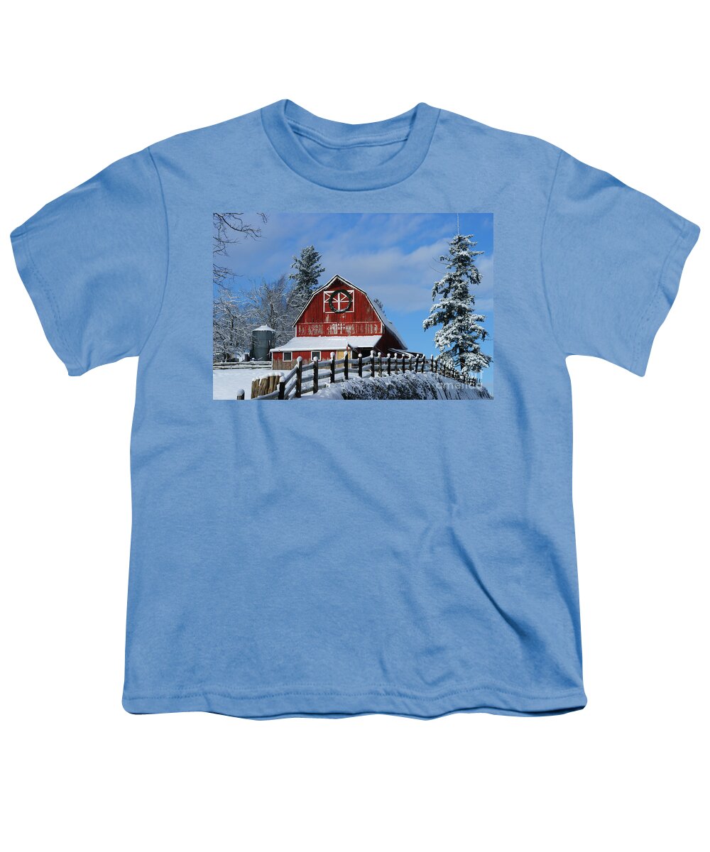 Barns Youth T-Shirt featuring the photograph Old Red Barn on McMillian by Randy Harris