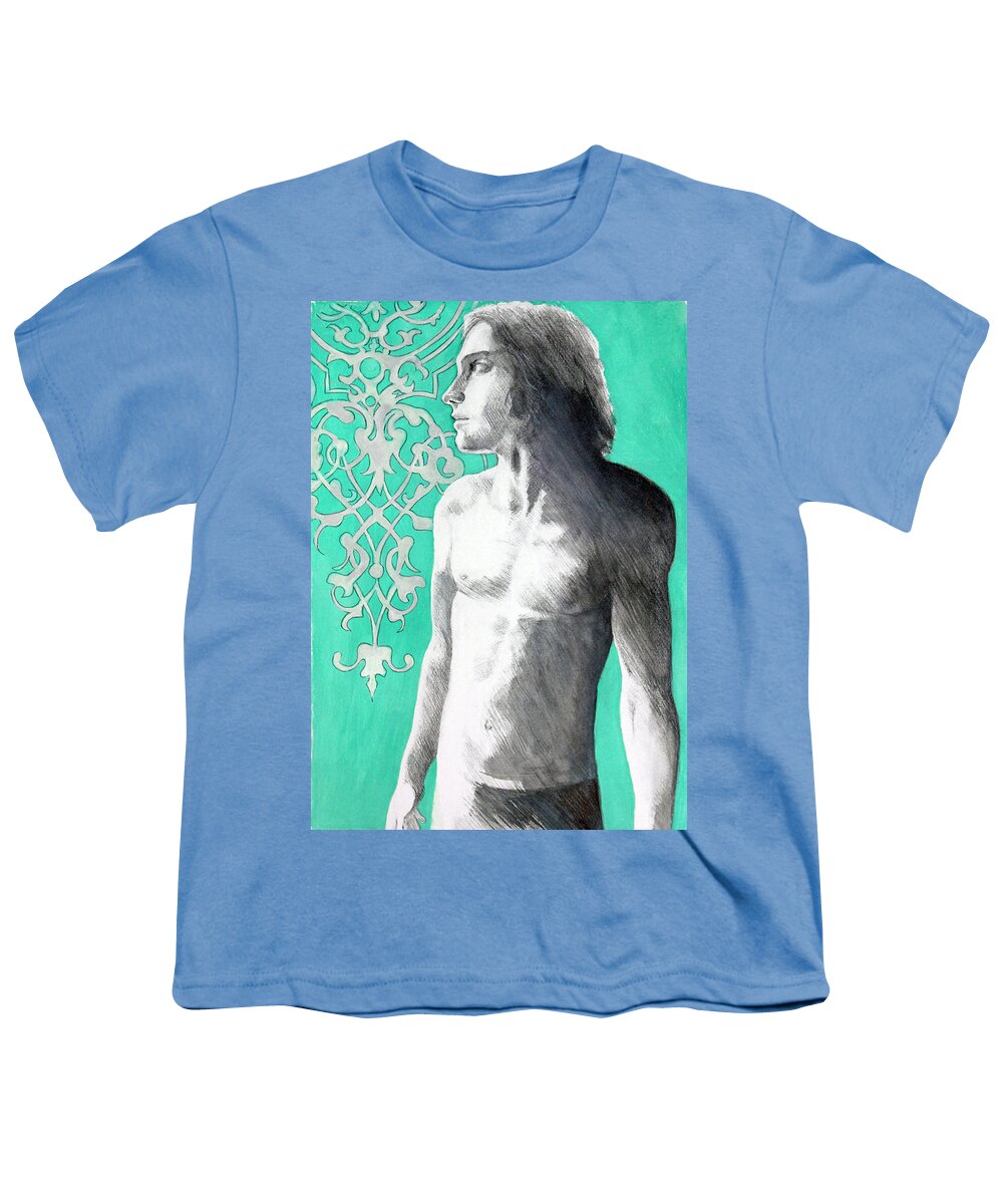 Oscar Wilde Youth T-Shirt featuring the painting A Boy Named Dorian by Rene Capone