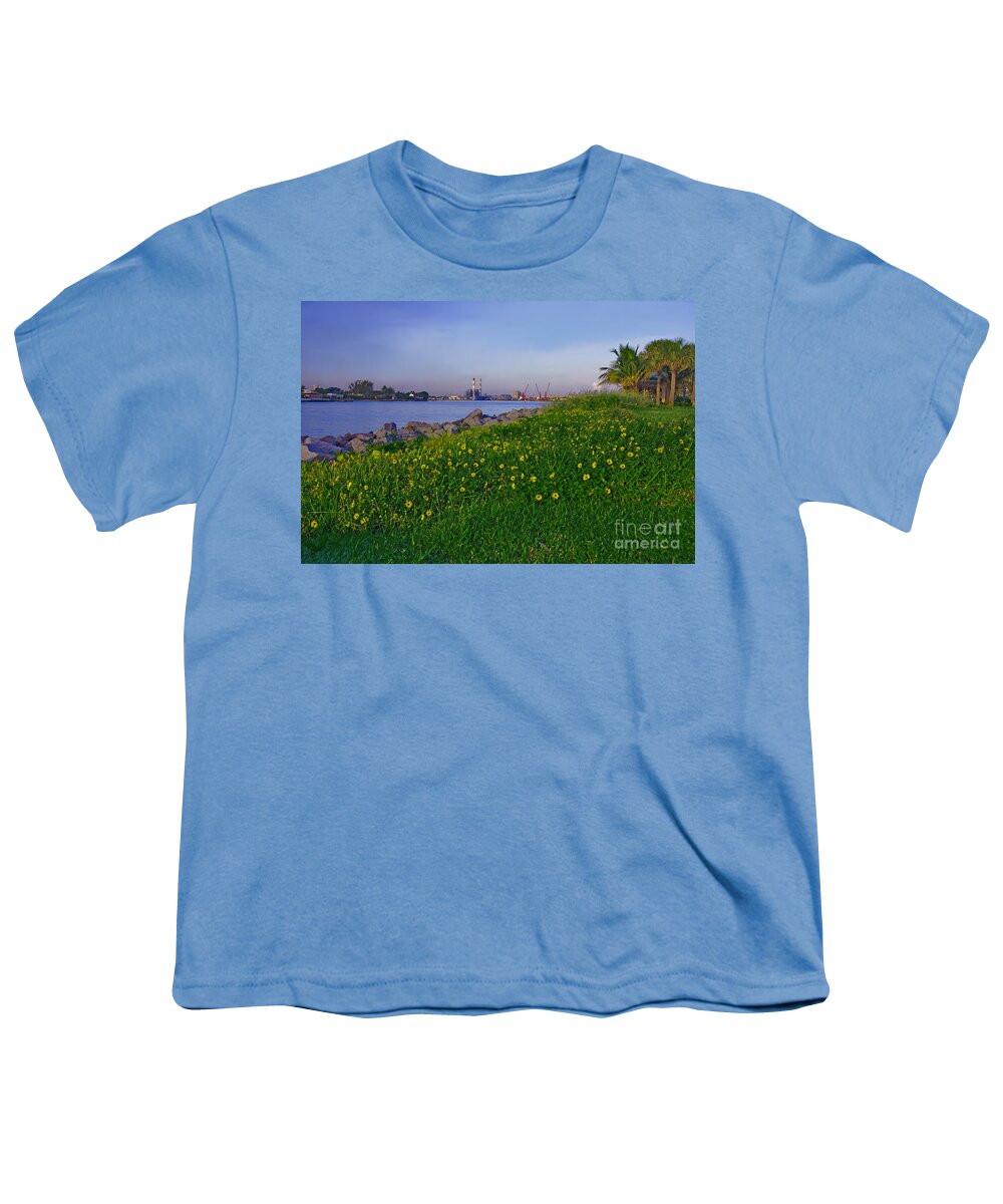 Lake Worth Inlet Youth T-Shirt featuring the photograph 43- Smokestacks and Sunflowers by Joseph Keane