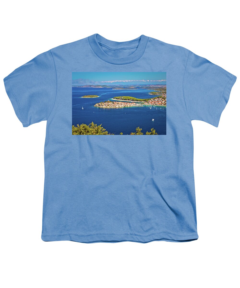 Primosten Youth T-Shirt featuring the photograph Adriatic tourist destination of Primosten aerial panoramic archi #9 by Brch Photography
