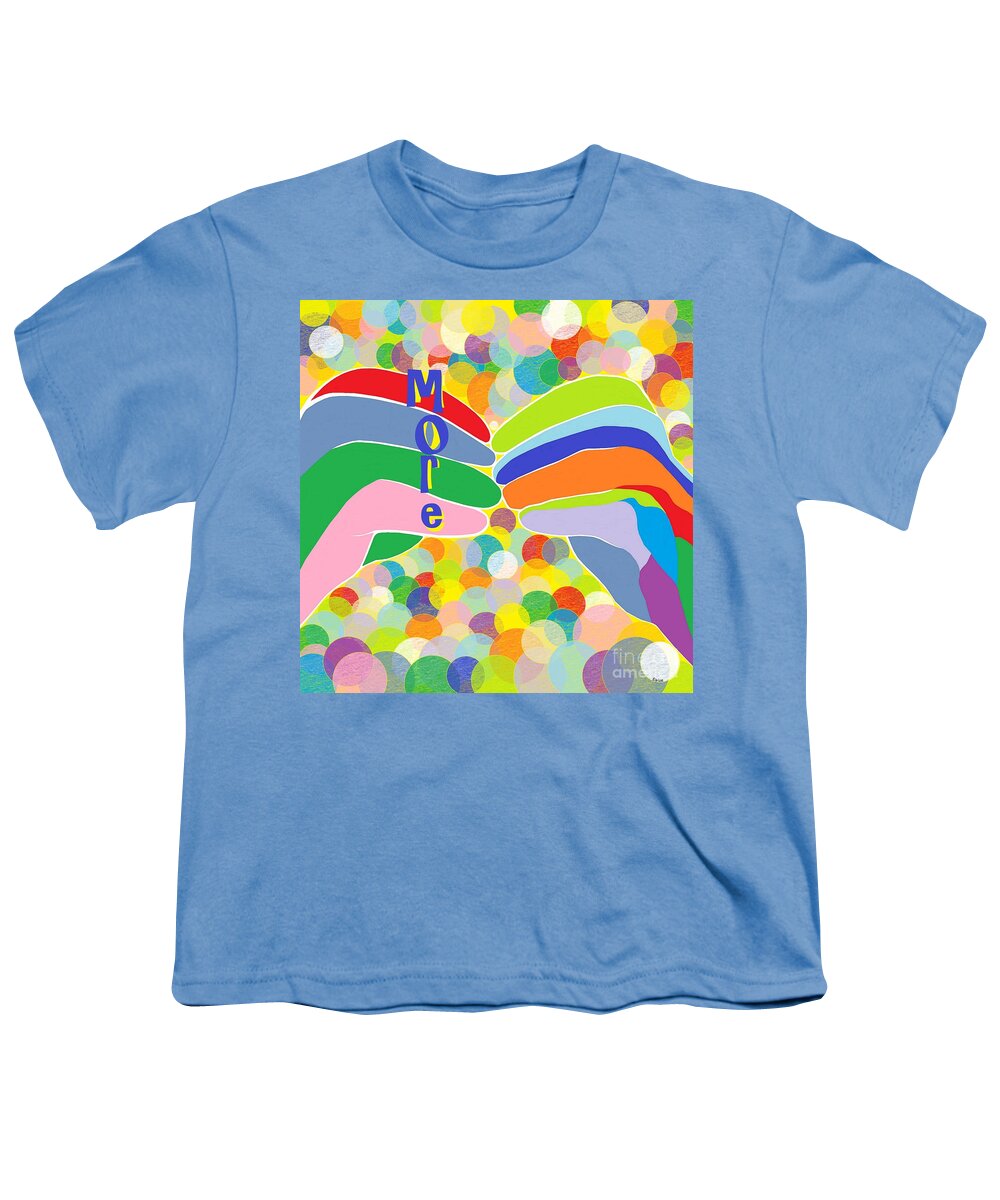 Asl Youth T-Shirt featuring the painting ASL MORE on a Bright Bubble Background by Eloise Schneider Mote