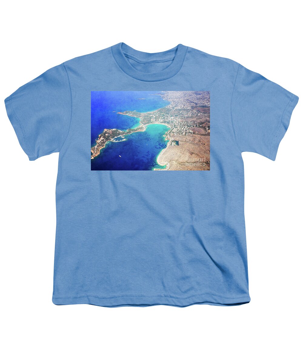 Aegis Youth T-Shirt featuring the photograph Athens from above by Hannes Cmarits