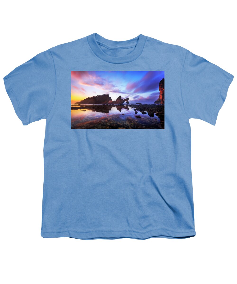 Asia Youth T-Shirt featuring the photograph Atuh beach dawn break scene by Pradeep Raja Prints