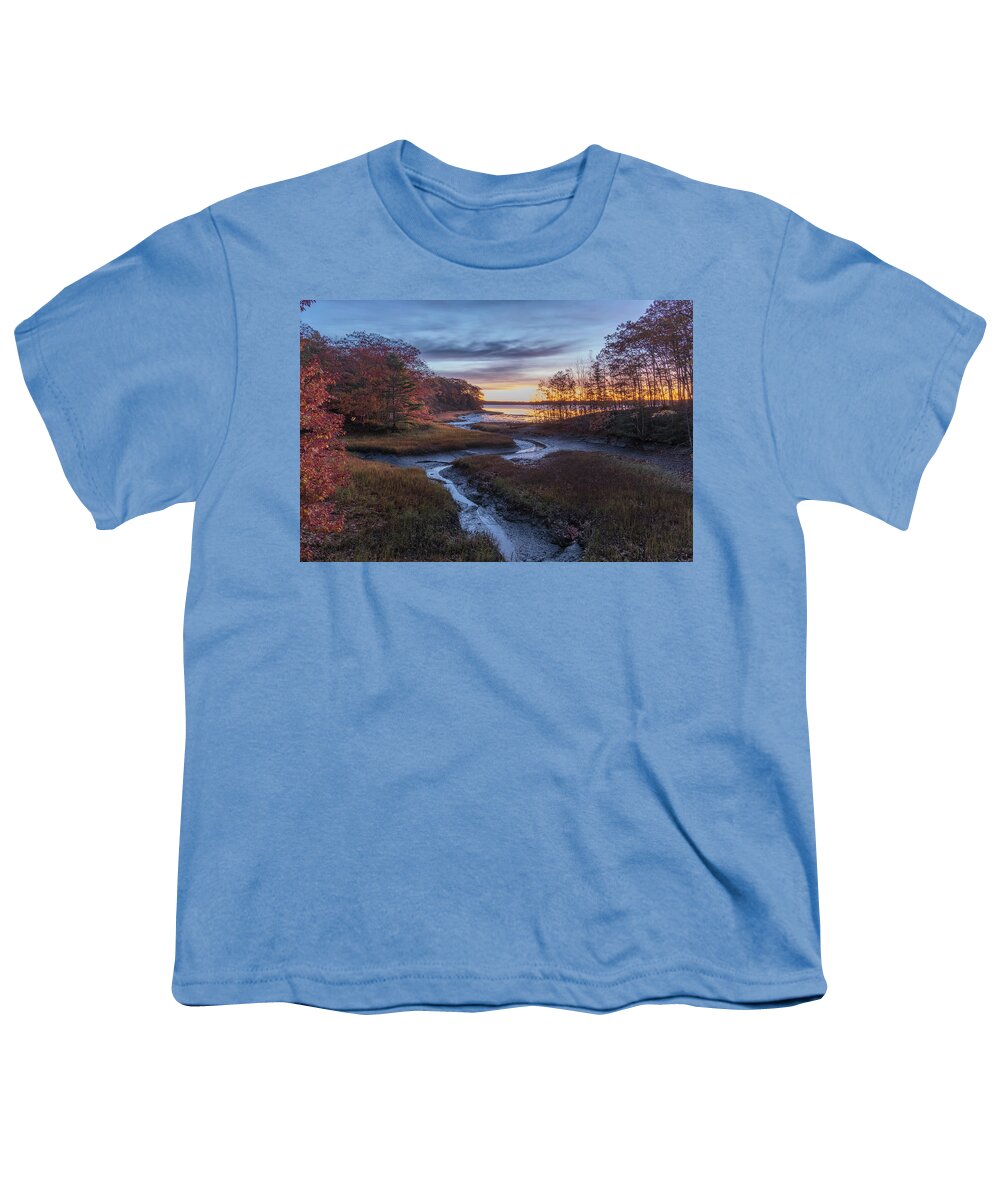 Maine Lobster Boats Youth T-Shirt featuring the photograph Autumn Inlet by Tom Singleton