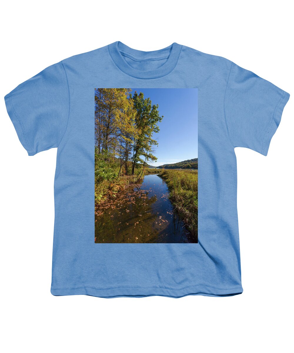 Justus Lake Youth T-Shirt featuring the photograph Autumn Stream at Justus Lake by Lon Dittrick
