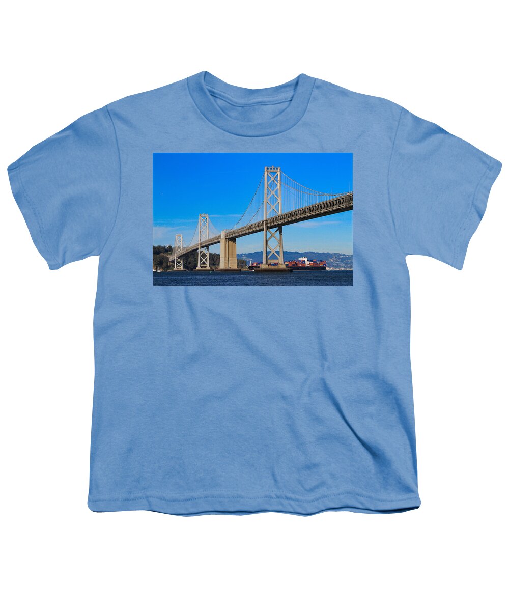 Bonnie Follett Youth T-Shirt featuring the photograph Bay Bridge with APL Houston by Bonnie Follett