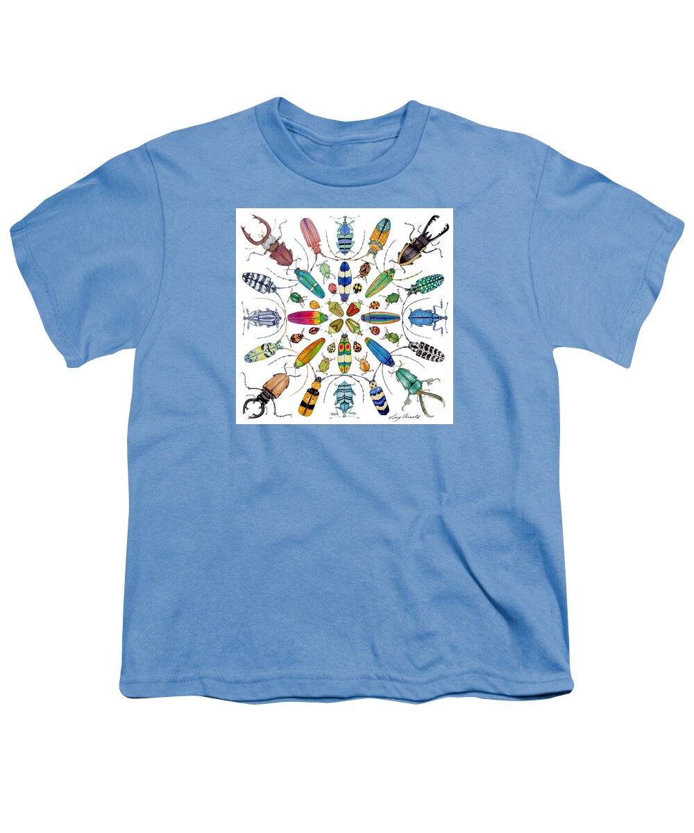 Insects Youth T-Shirt featuring the painting Beautiful Beetles by Lucy Arnold