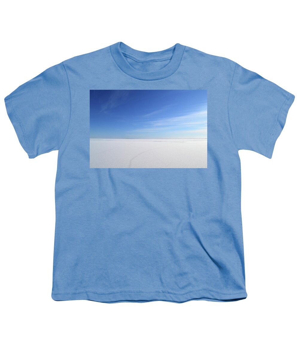 Abstract Youth T-Shirt featuring the photograph Blue Sky Over Frozen Lake Simcoe by Lyle Crump