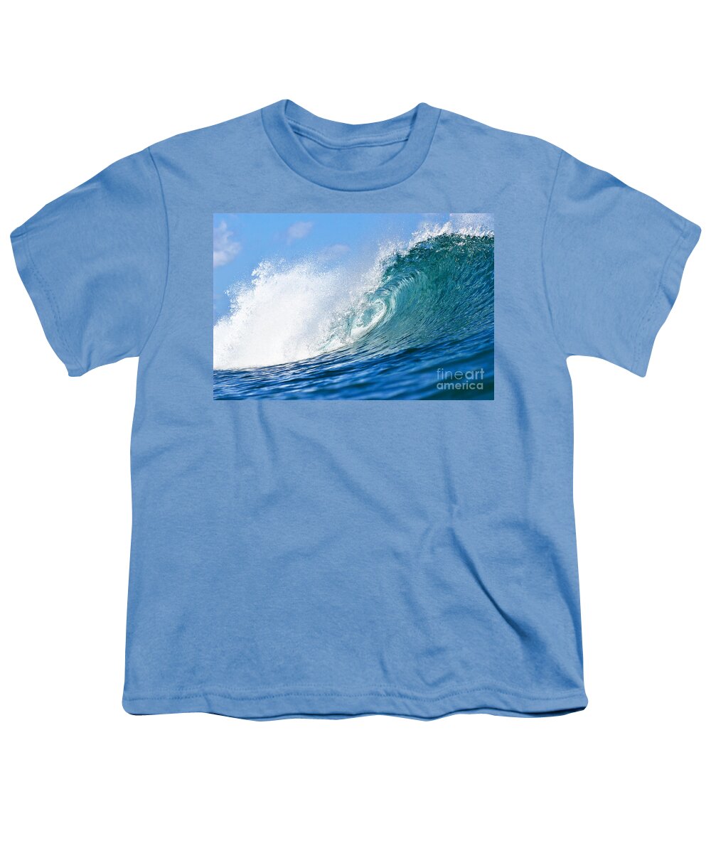 Wave Youth T-Shirt featuring the photograph Blue Tube Wave by Paul Topp
