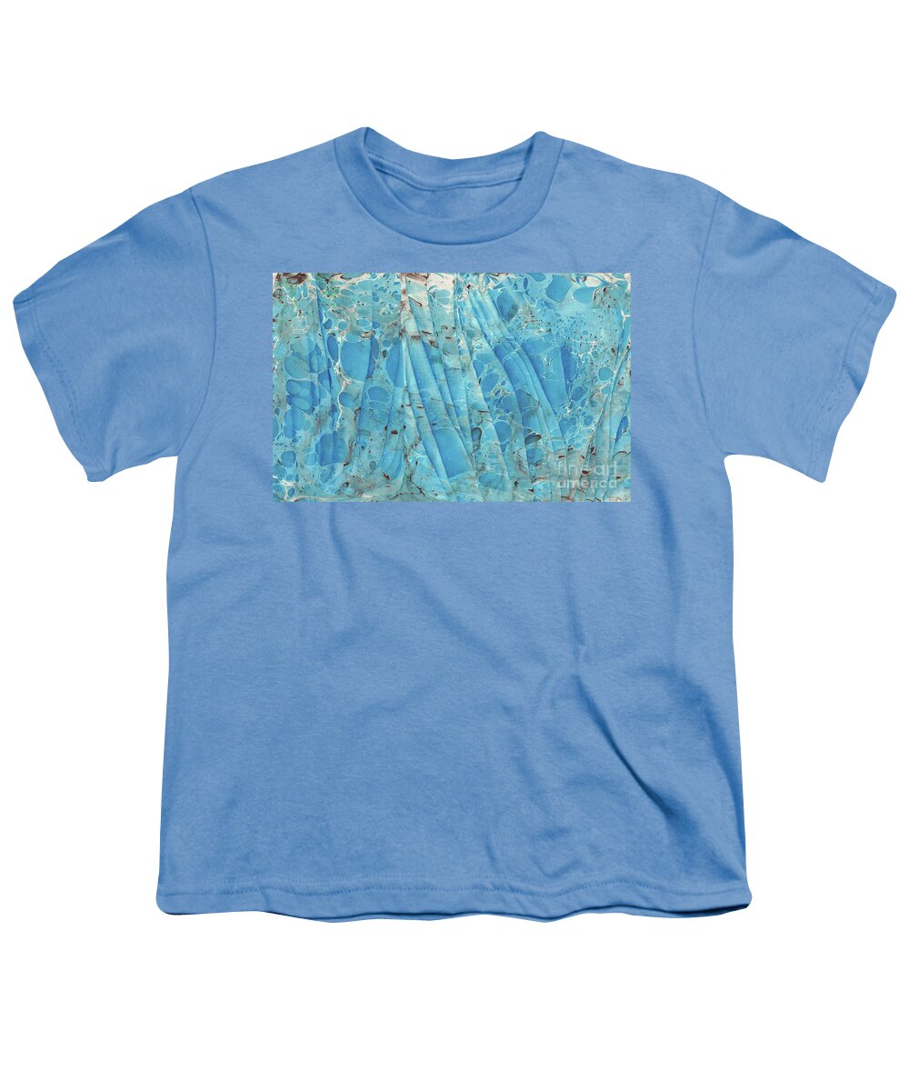 Water Marbling Youth T-Shirt featuring the painting Blue Wave 2 by Daniela Easter