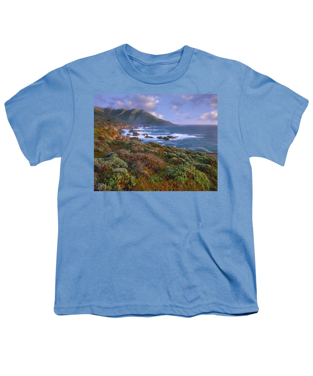 00176747 Youth T-Shirt featuring the photograph Cliffs And The Pacific Ocean Garrapata by Tim Fitzharris