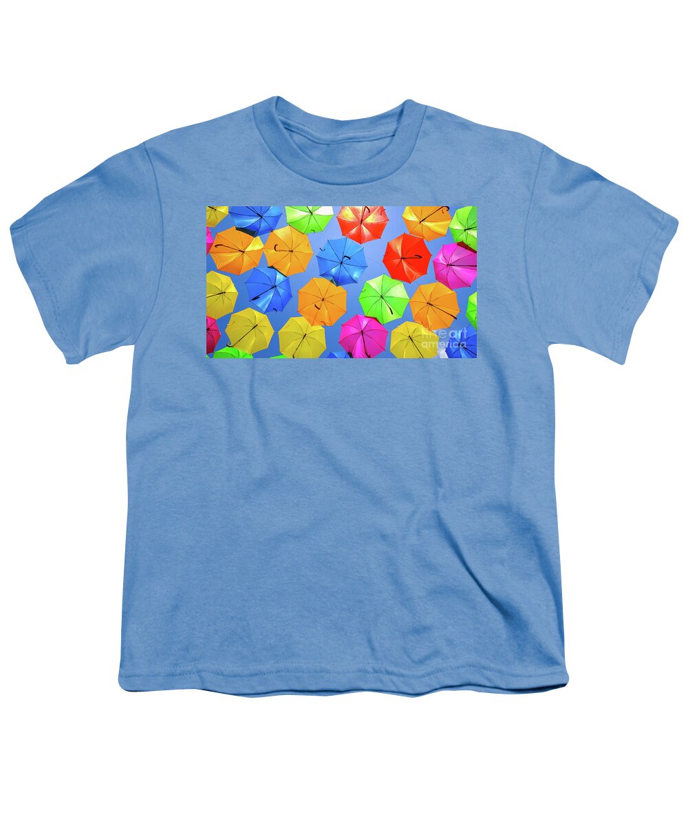 Umbrellas Youth T-Shirt featuring the photograph Colorful Umbrellas I by Raul Rodriguez